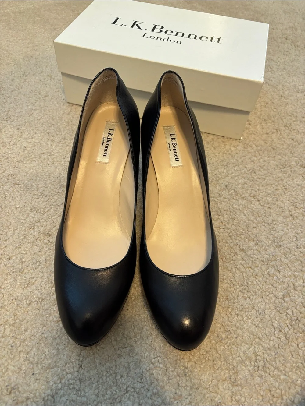 LK Bennett Black Leather Pointed Heel Pumps